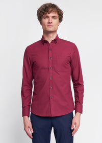 M Burgundy Button Down LS