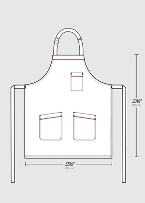 Tulsa Canvas Halter (Neck Strap) Bib Apron in Black with White Piping