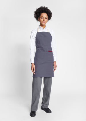 Denver Cotton Canvas Utility Halter Bib Apron in Dark Gray