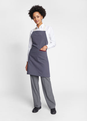 Denver Cotton Canvas Utility Halter Bib Apron in Dark Gray