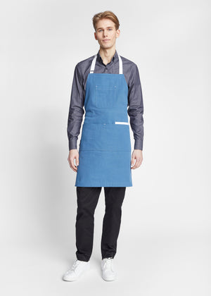 Denver Cotton Canvas Utility Halter Bib Apron in Slate Blue