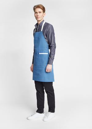 Denver Cotton Canvas Utility Halter Bib Apron in Slate Blue