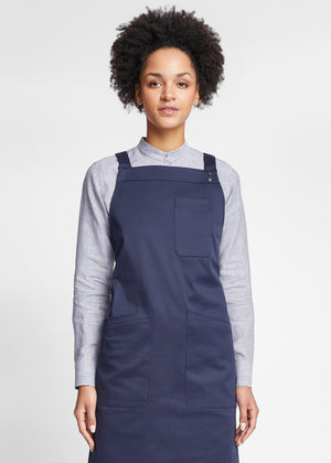 Milano Premium Twill Minimalist Cross-Back Apron in Navy