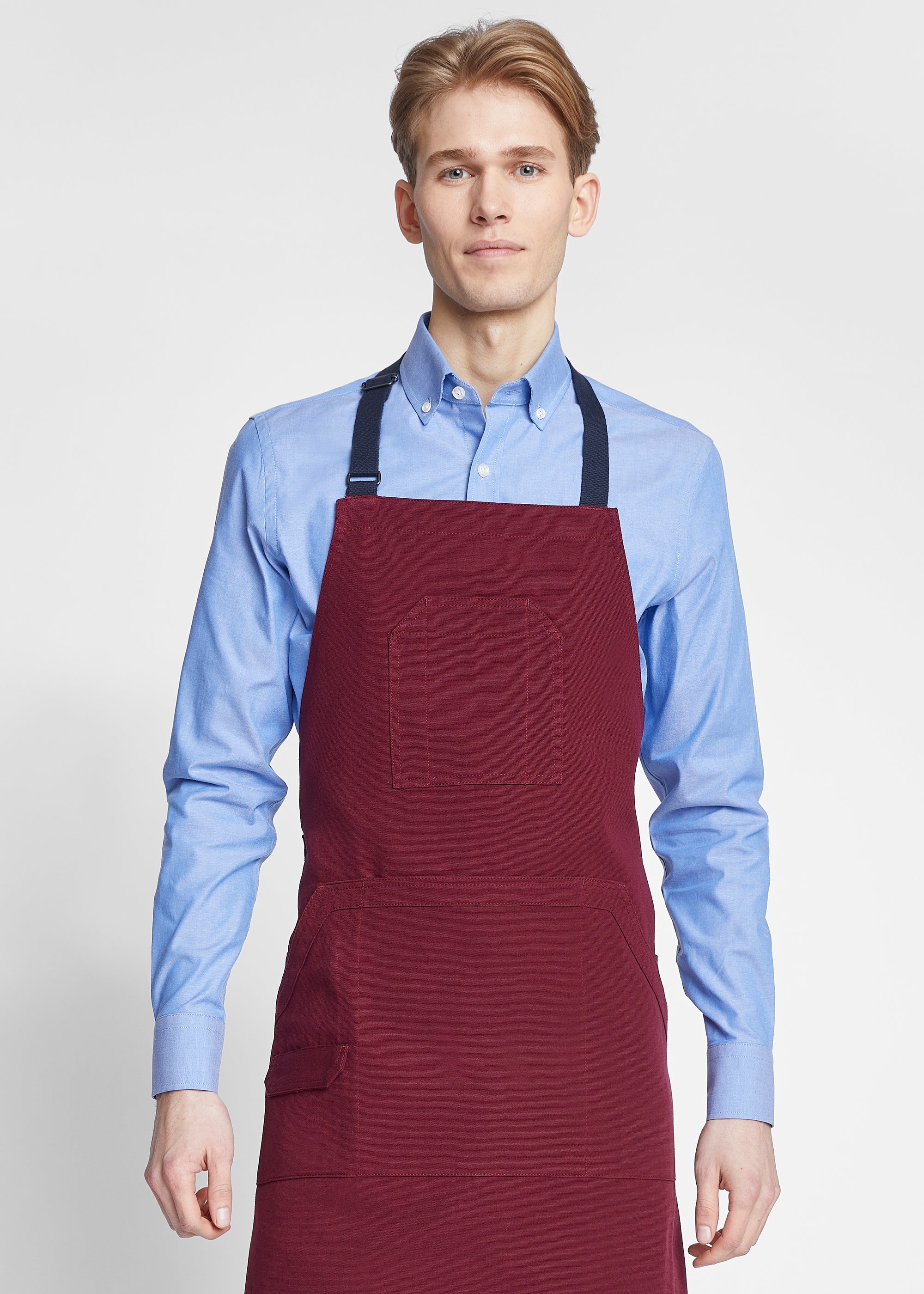 Boulder Cotton Canvas Utility Bib Apron in Burgundy