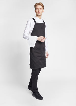 Milano Premium Twill Minimalist Cross-Back Apron in Black