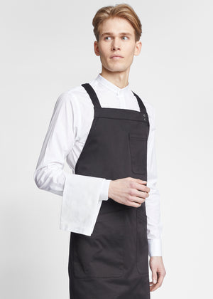 Milano Premium Twill Minimalist Cross-Back Apron in Black