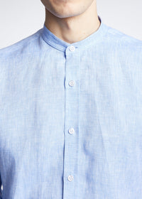 Blue Linen Band Collar M 2