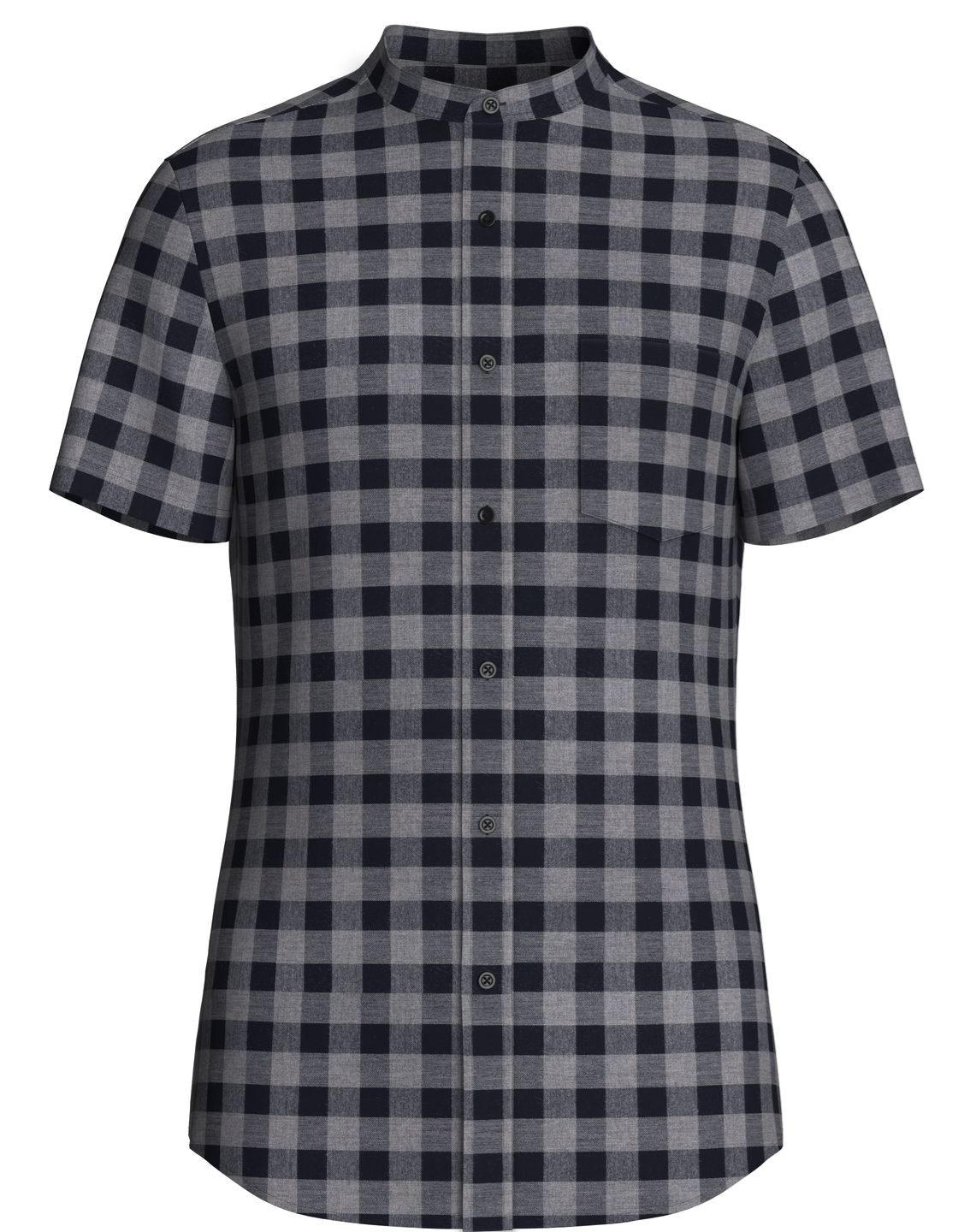 Custom  Gray & Navy Buffalo Check Shirt