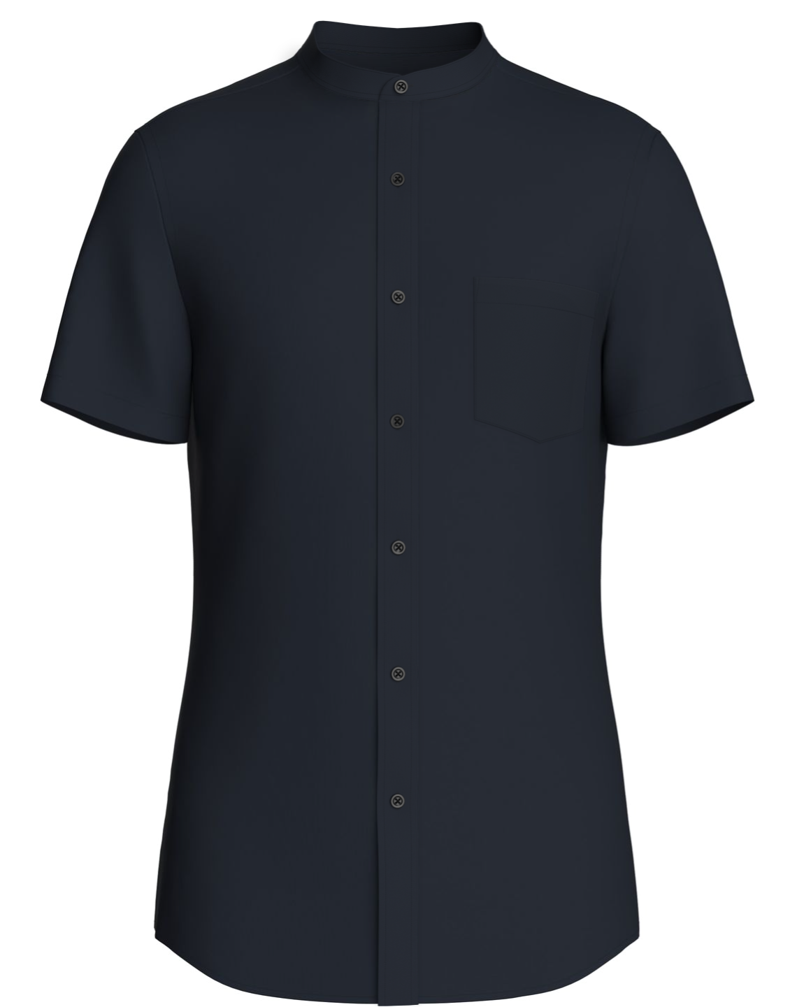 Custom Navy Stretch Poplin Shirt